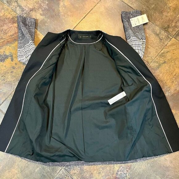 NWT Zara Basic Ombre Embro Open Front Collarless Jacket Medium - Picture 11 of 16